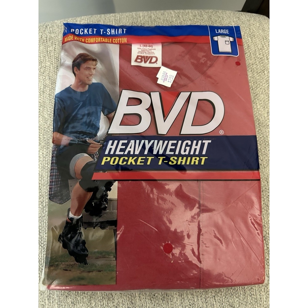 NOS NEW Vintage Bvd Red Shirt Mens Large Pocket